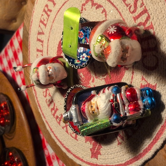 Vintage Murano Hand Blown Glass Vase+ Bowl's&"3"Santa Ornaments - Picture 3 of 13